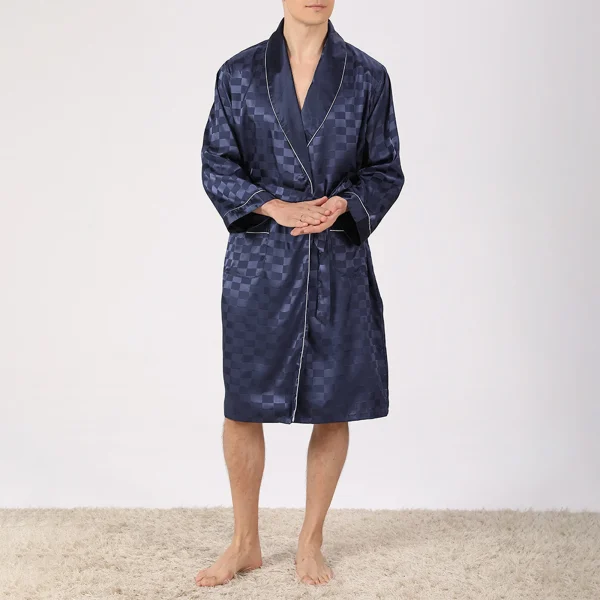 peignoir en soie bleu homme