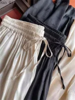 pantalon blanc large en soie