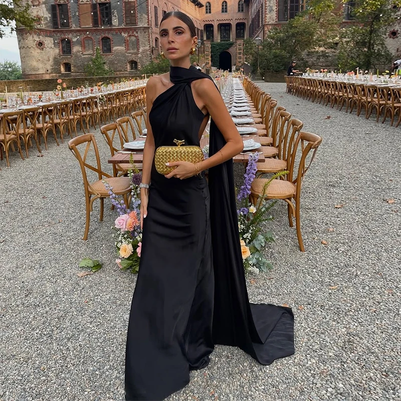 robe noire soirée longue
