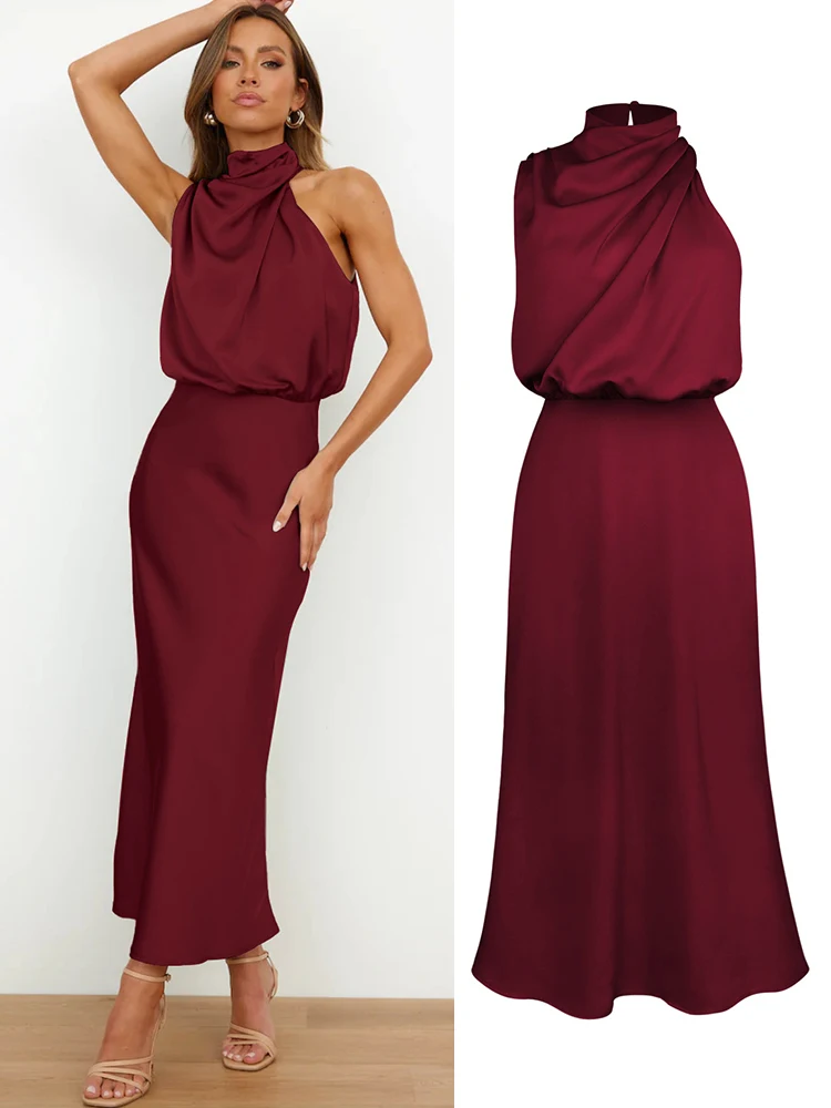 robe en soie rouge sophistiquée