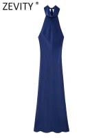 robe en soie longue bleu