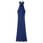 robe en soie bleu intemporelle