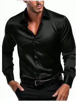 chemise en soie noir homme