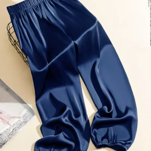 pantalon en soie bleu