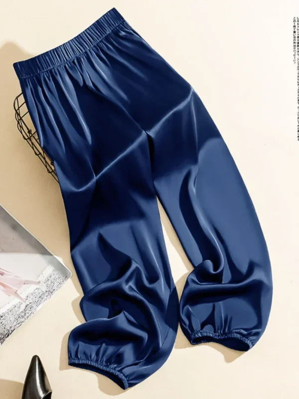 pantalon en soie bleu