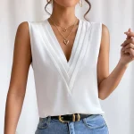 chemisier en soie sans manche blanc