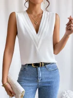 blouse en soie blanche sans manches
