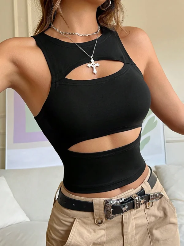 top en soie élégant noir