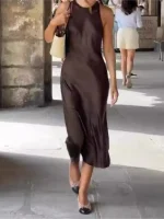 robe en soie marron