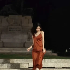 robe en soie longue rose