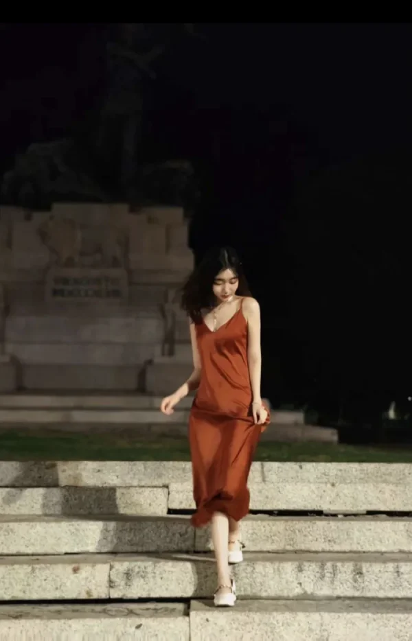 robe en soie longue rose