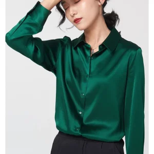 chemise en soie verte grande taille